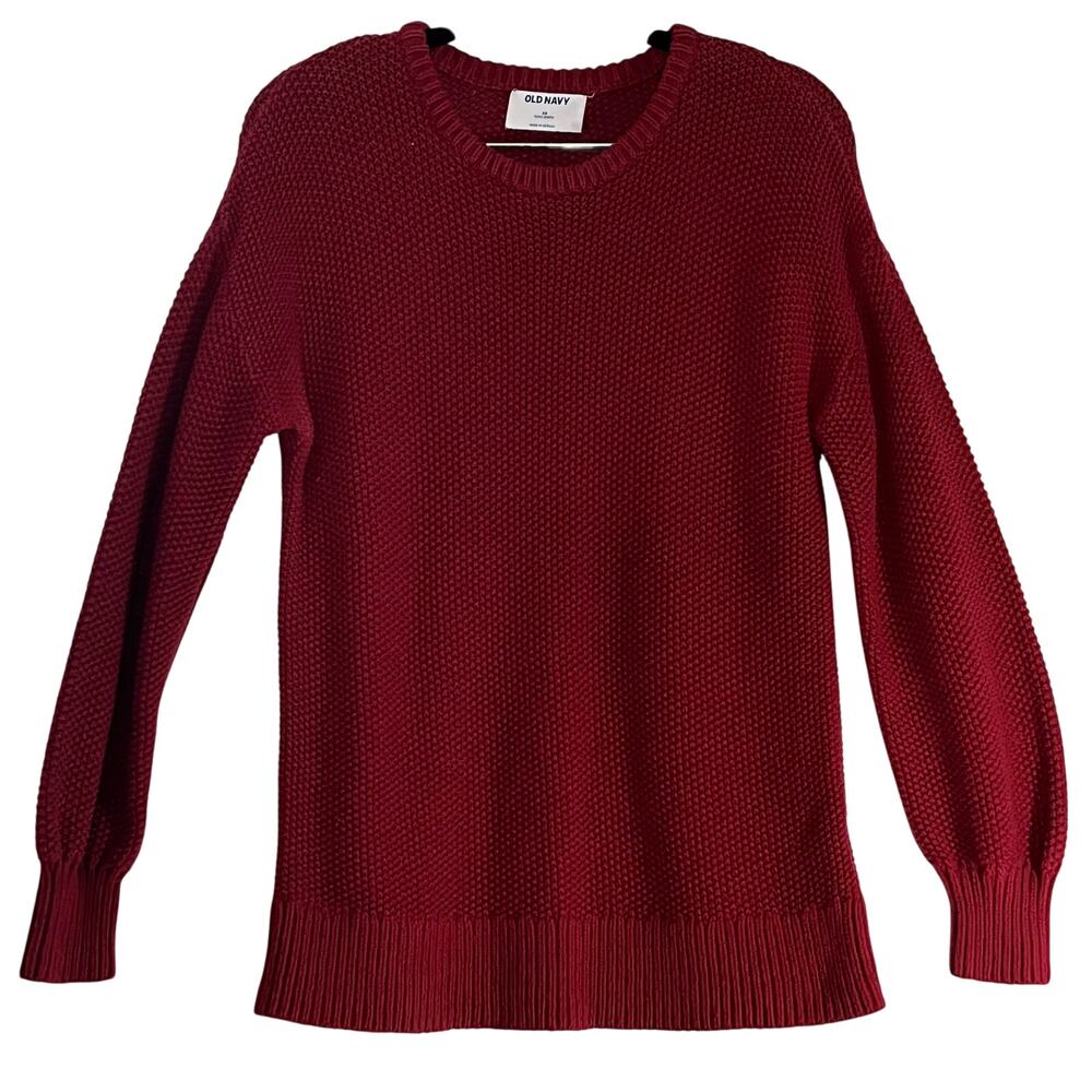 Old Navy Have A Heart Red Chunky Knit Crew Neck Tunic Sweater Size XS